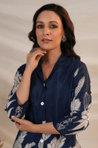 Royal Blue Floral Premium 2 Pcs Co-ord Set