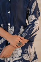 Royal Blue Floral Premium 2 Pcs Co-ord Set