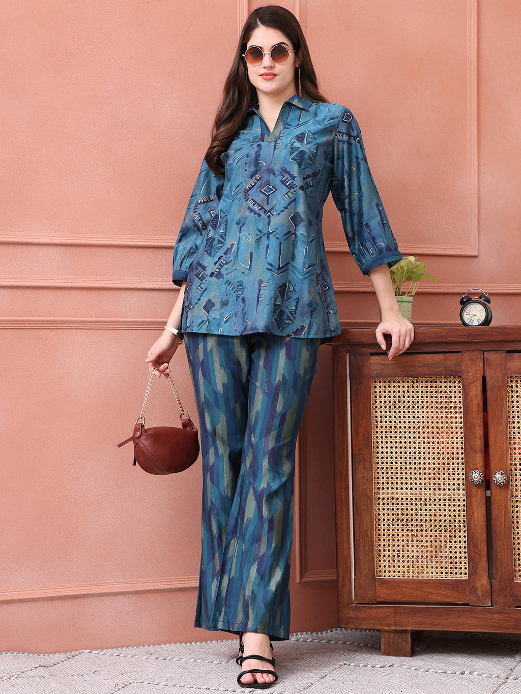 Blue Abstract Premium 2 Pcs Co-Ord Set for Women