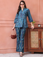 Blue Abstract Premium 2 Pcs Co-Ord Set for Women