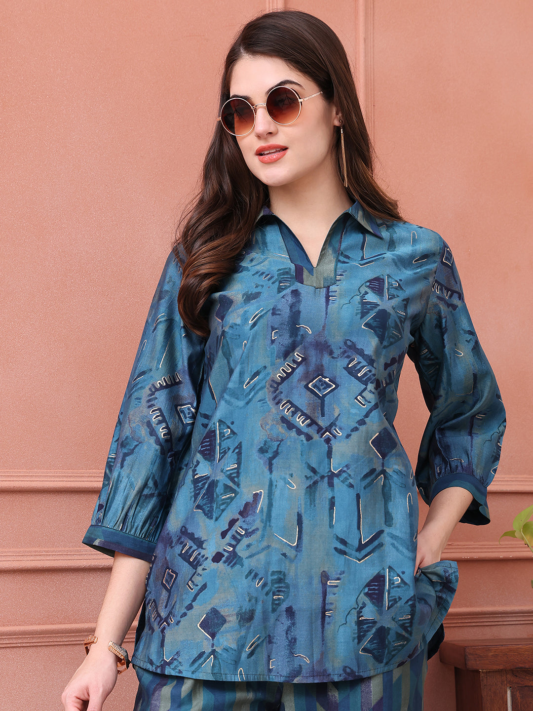 Blue Abstract Premium 2 Pcs Co-Ord Set for Women