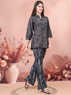 Grey Abstract Premium 2 Pcs Co-Ord Set for Women