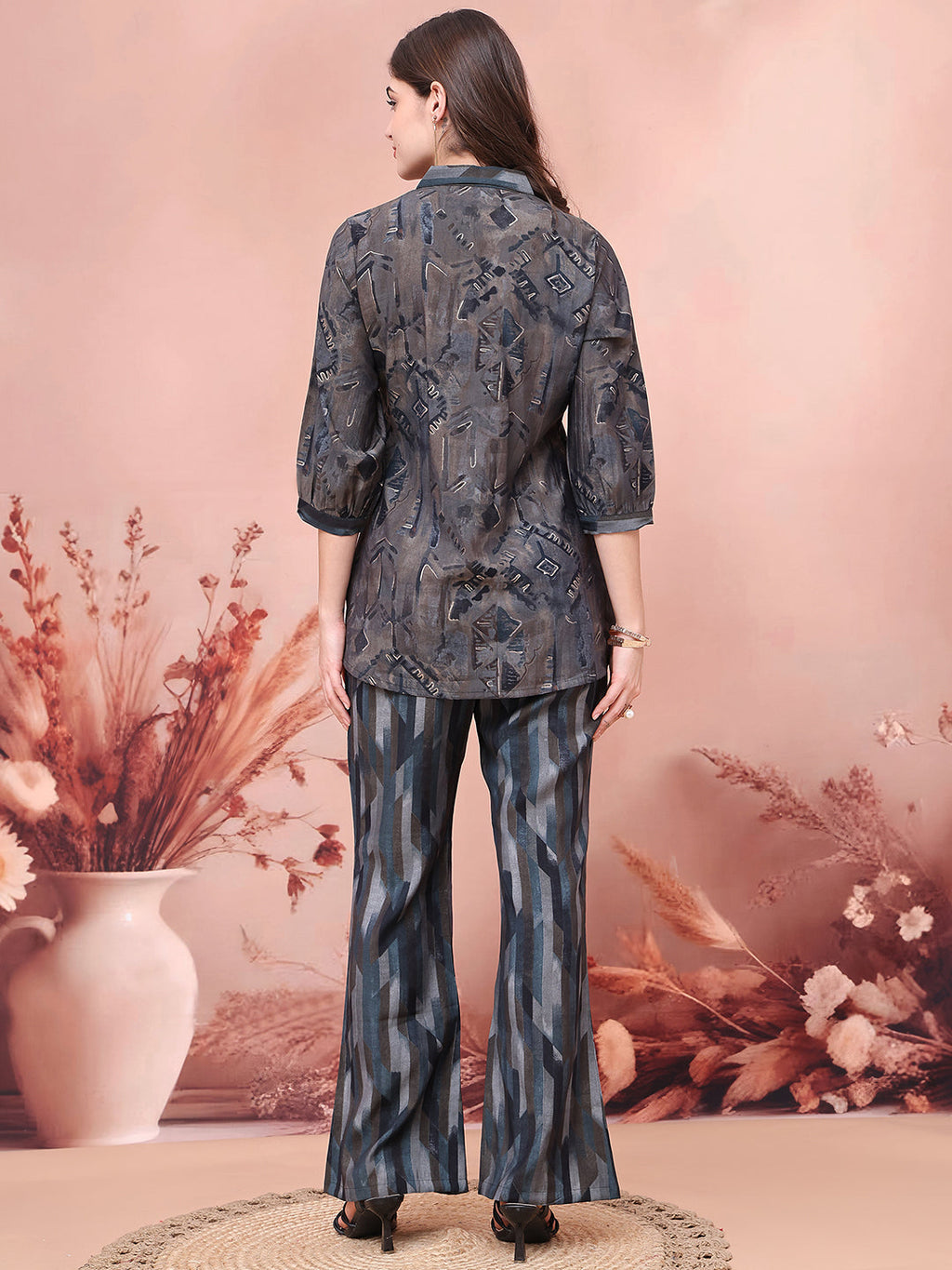 Grey Abstract Premium 2 Pcs Co-Ord Set for Women