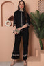 Black Floral Embroidered 2 Pcs Co-Ord Set for Women