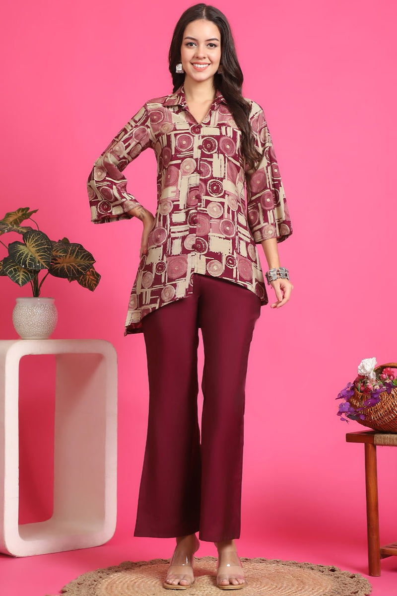 Maroon Ethnic 2 Pc Co-Ord Set