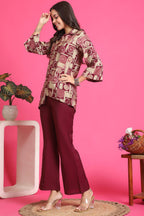 Maroon Ethnic 2 Pc Co-Ord Set