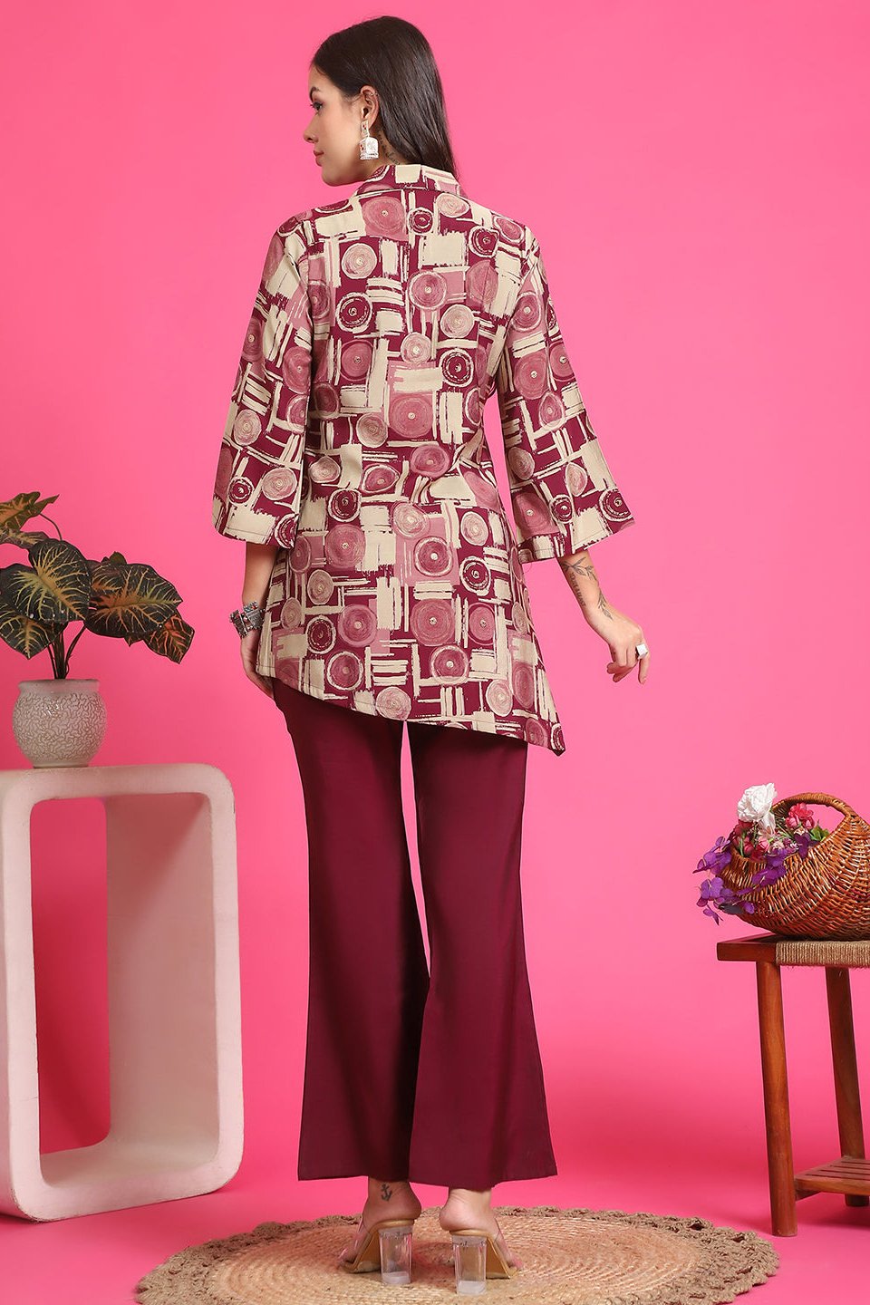 Maroon Ethnic 2 Pc Co-Ord Set