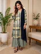 Sage Grid set 2 Pcs Co-ord Set Stitched