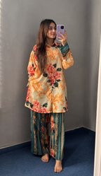 Sunset Rose Print 2 Pcs Co-Ord Sets