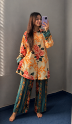 Sunset Rose Print 2 Pcs Co-Ord Sets
