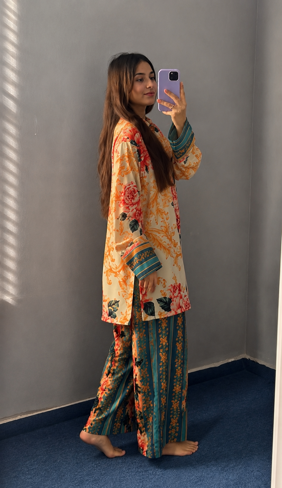 Sunset Rose Print 2 Pcs Co-Ord Sets