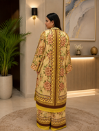 Yellow Floral Set  2 Pcs Co-ord Set Stitched