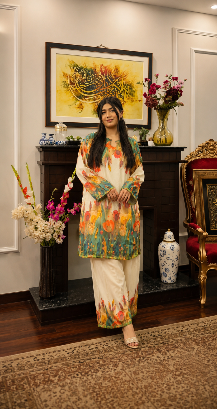 Midnight Bloom Premium 2 Pcs Co-ord Set Stitched