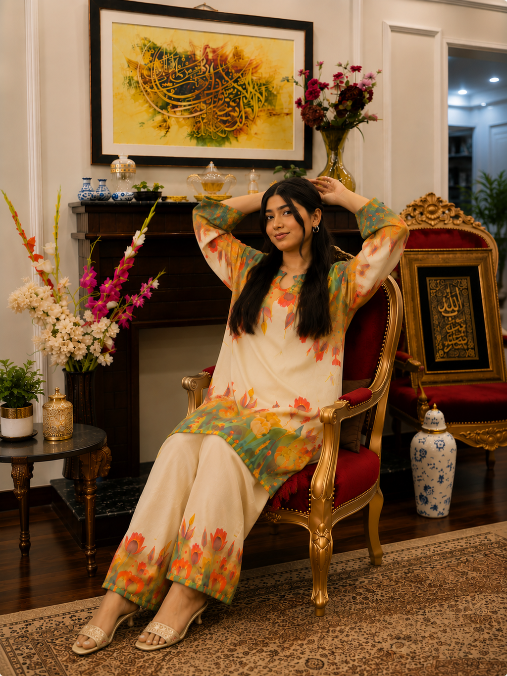 Midnight Bloom Premium 2 Pcs Co-ord Set Stitched