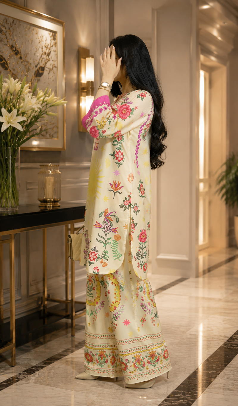 Sunlit Garden 2 Pcs Co-ord Set Stitched