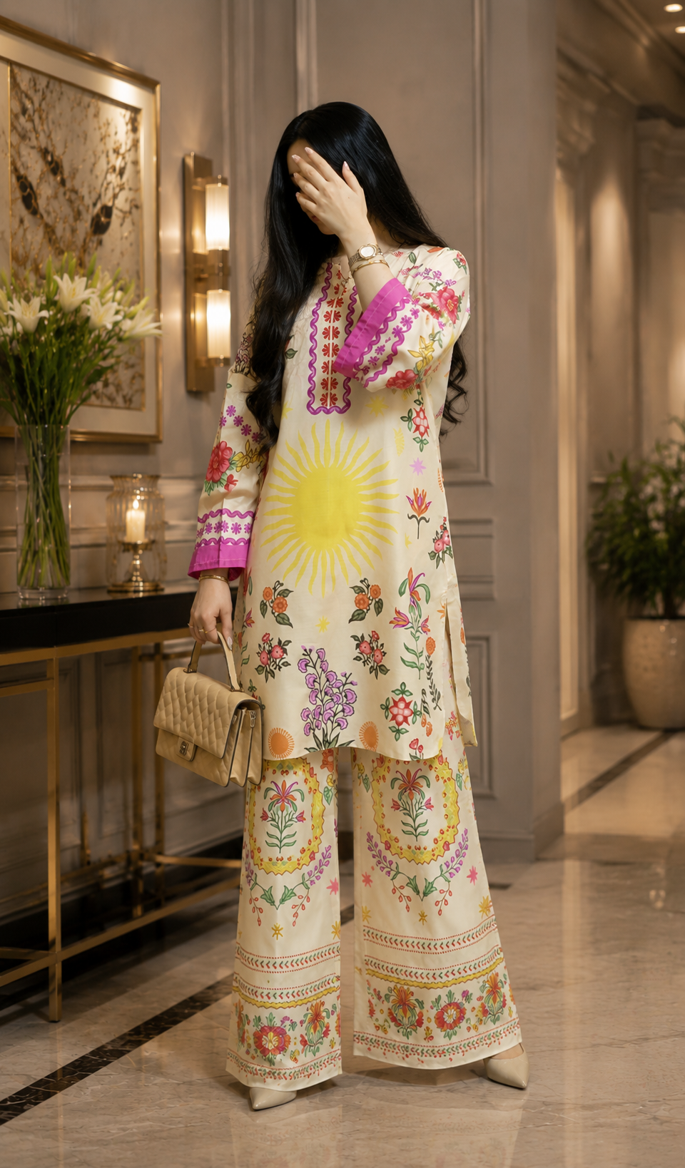 Sunlit Garden 2 Pcs Co-ord Set Stitched