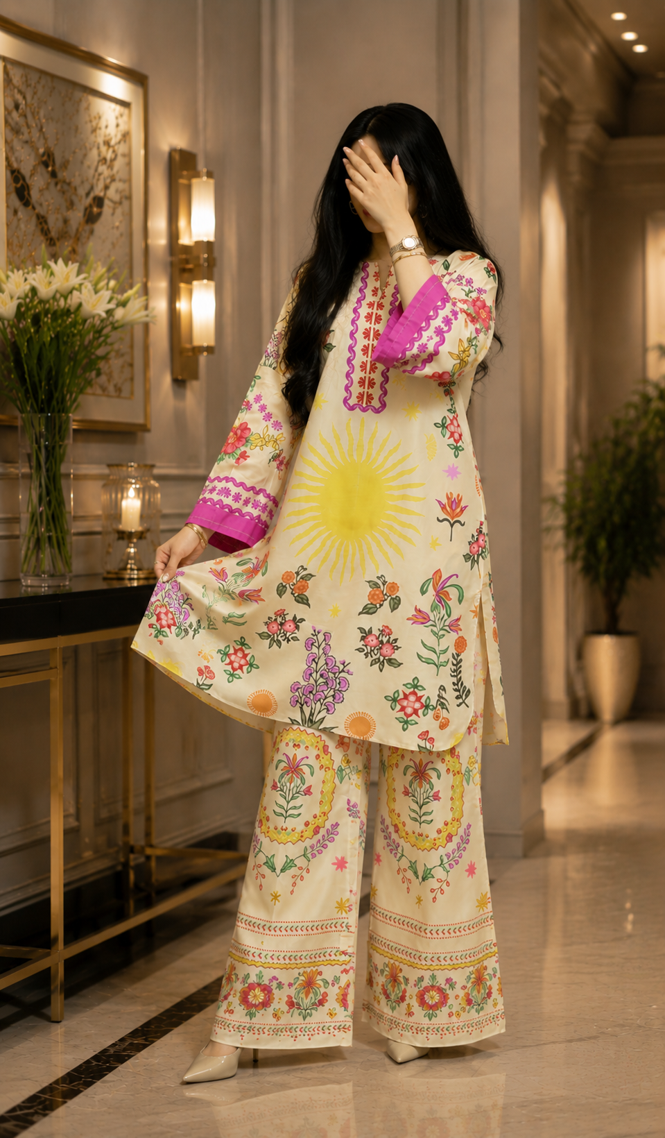 Sunlit Garden 2 Pcs Co-ord Set Stitched