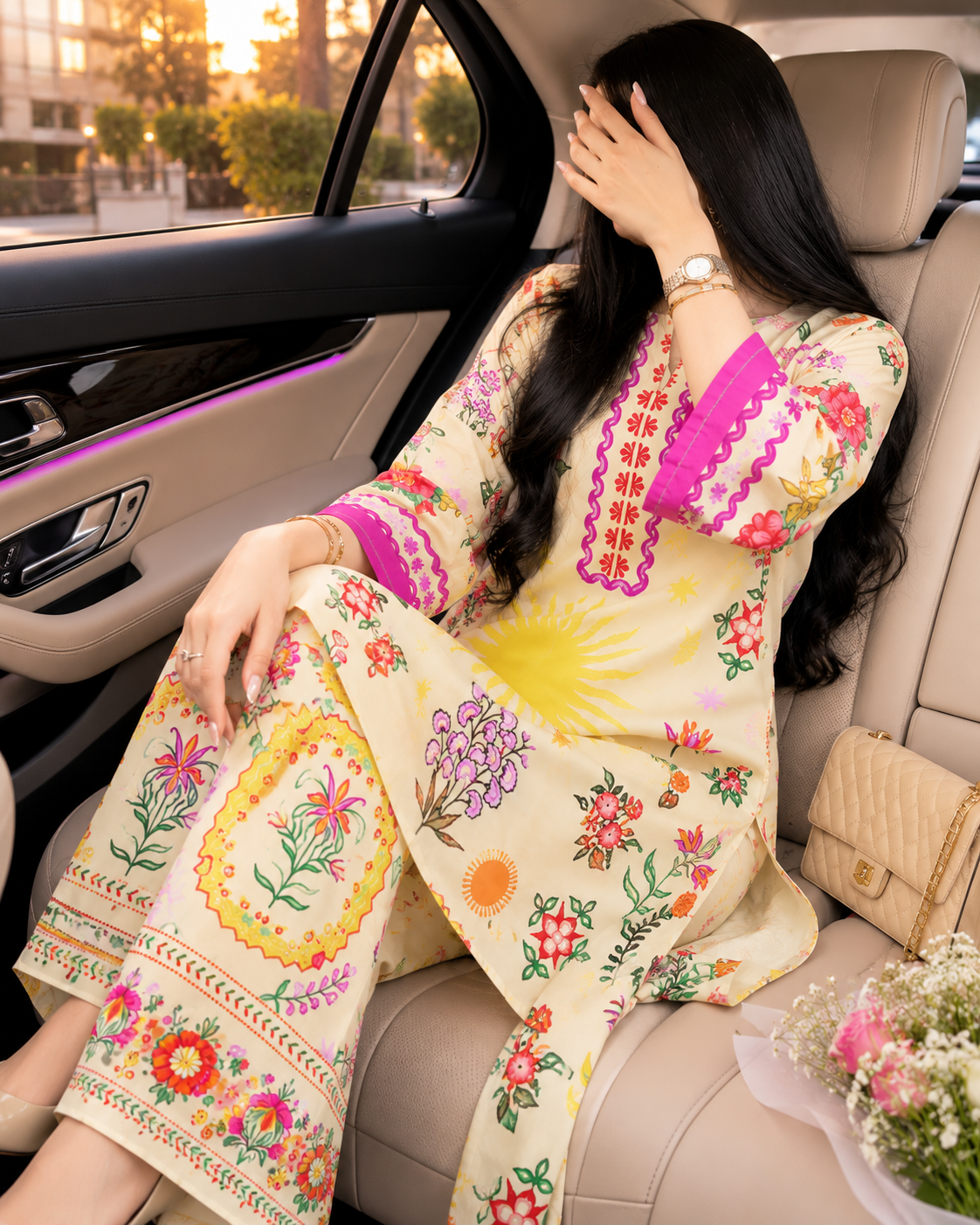 Sunlit Garden 2 Pcs Co-ord Set Stitched