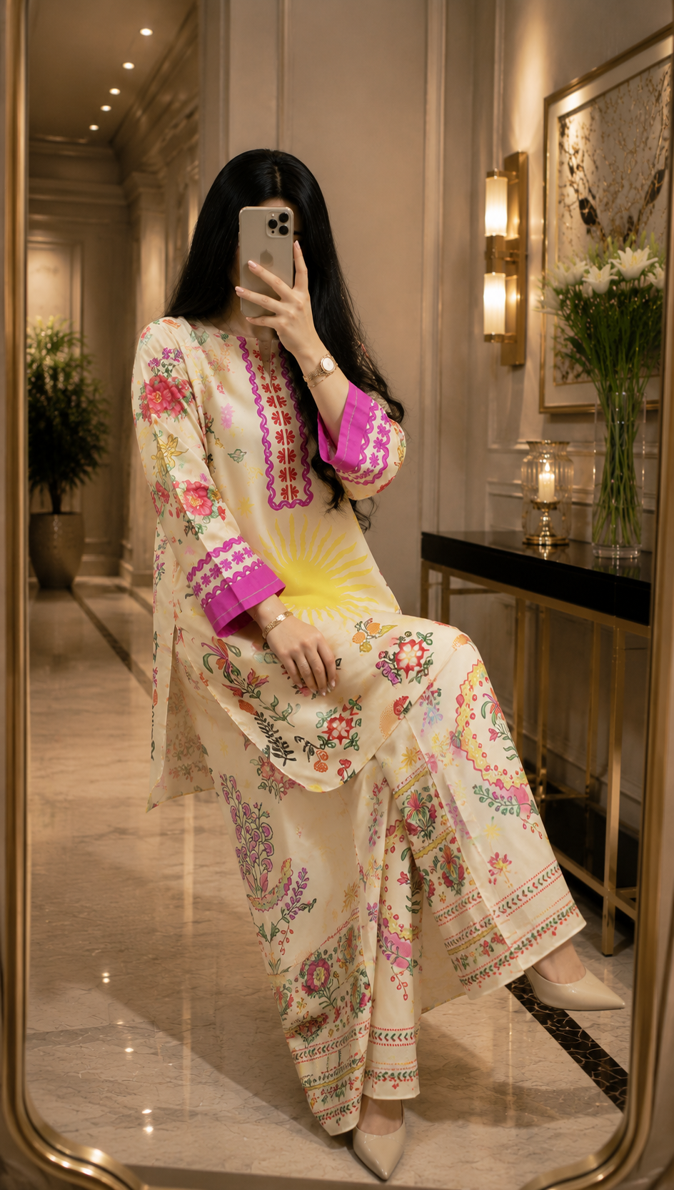 Sunlit Garden 2 Pcs Co-ord Set Stitched