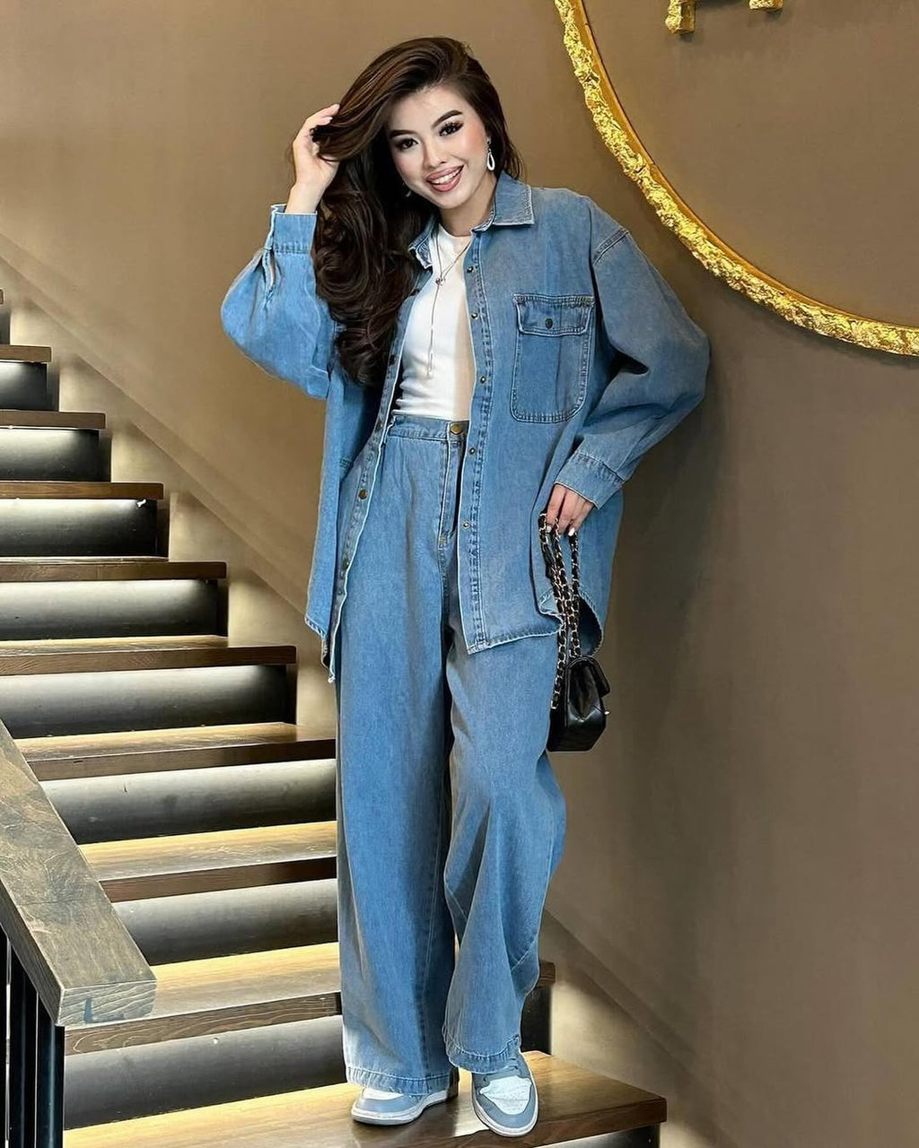 Stylish Denim 2 Pcs Co-Ord Set