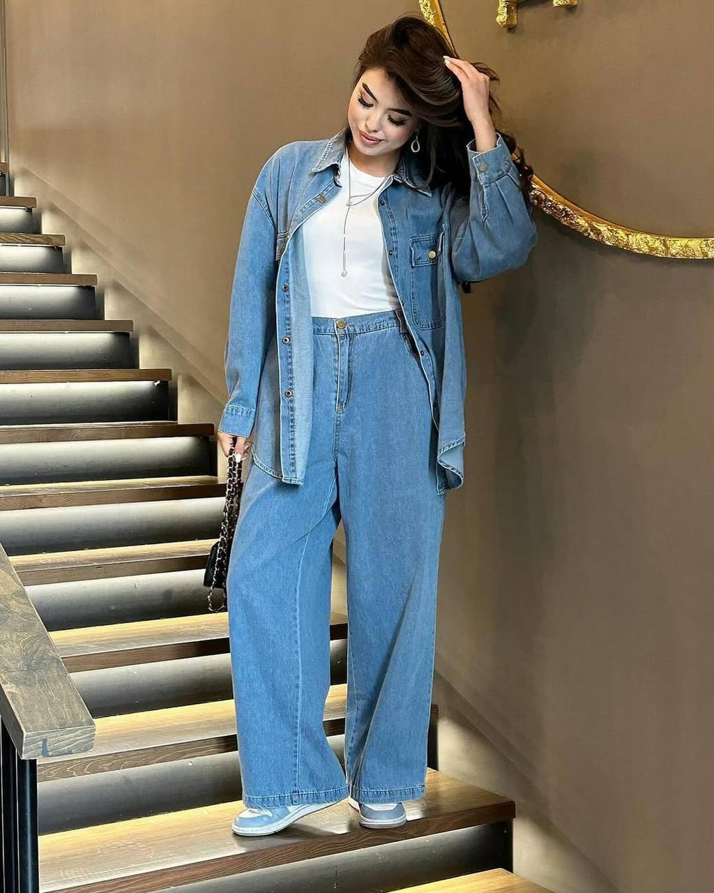 Stylish Denim 2 Pcs Co-Ord Set