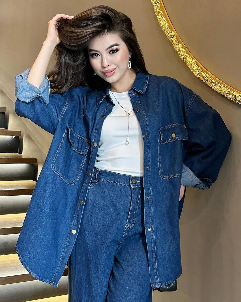 Stylish Denim 2 Pcs Co-Ord Set