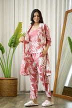 Wine Cotton Flowers Printed CO-ords
