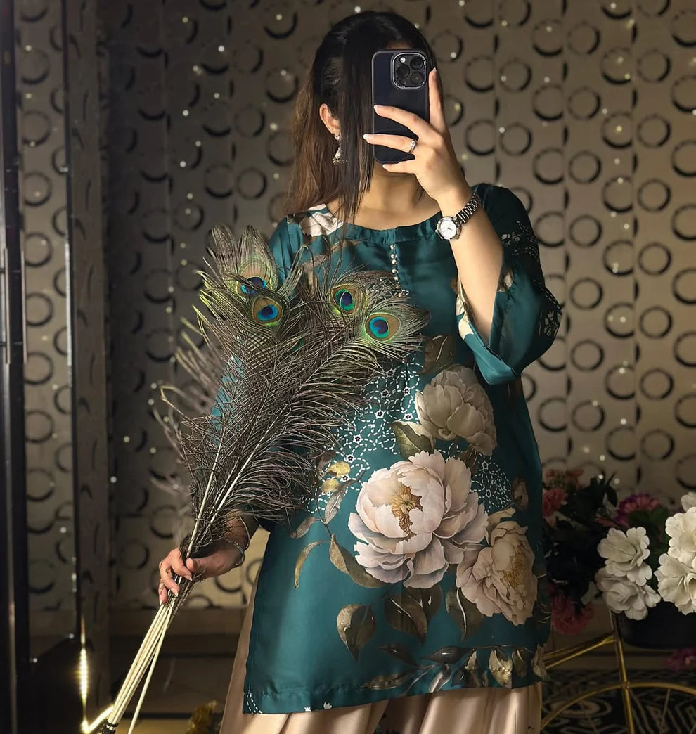 Teal Blossoms Co-ord Set Secondary image