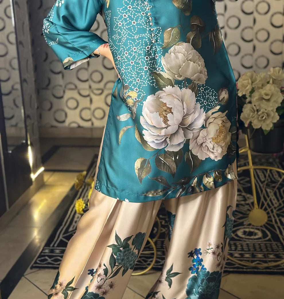 Teal Blossoms Co-ord Set