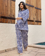 Blue Zig-Zag Printed CO-ords