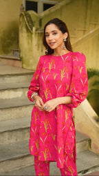 Pink Leaf Printed AZ Co-ords