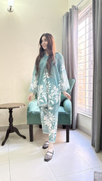 C-Green Floral Premium 2 Pcs Co-ord Set