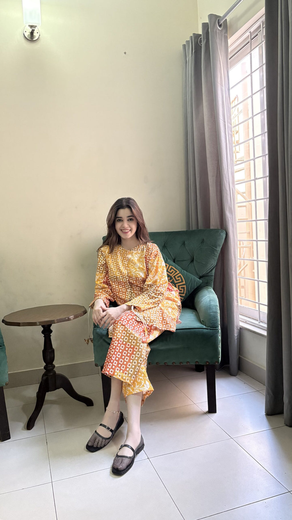 Mustard Abstract Premium 2 Pcs Co-Ord Set for Women